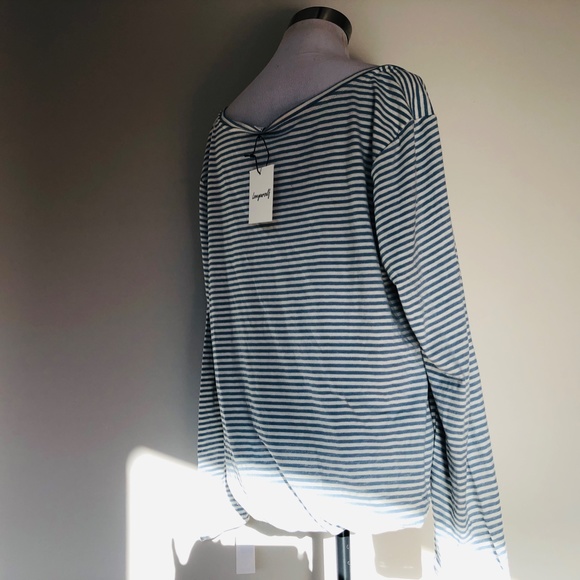 BLOUSE XL Pullover Striped Blue and White NWOT Never Worn Long Sleeves - Picture 7 of 9